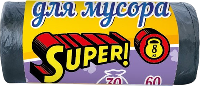 Пакеты для мусора, Супер 60л 58х68см 9мкм
Пакеты для мусора, Супер 60л 58х68см 9мкм