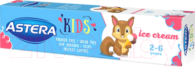 Зубная паста Astera, Kids Мороженое 2-6 лет