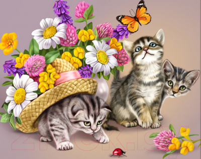 Набор алмазной вышивки Алмазная живопись, 3 котенка / АЖ-1094