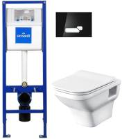 Унитаз подвесной с инсталляцией Santek, Лайн 1WH501574 + S-IN-MZ-VECTOR + P-BU-ACT/Blg/Gl