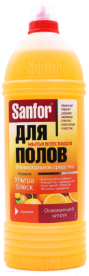 Чистящее средство для пола Sanfor, Ультра Блеск. Универсальное. Освежающий цитрус
Чистящее средство для пола Sanfor, Ультра Блеск. Универсальное. Освежающий цитрус