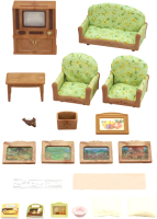 Комплект аксессуаров для кукольного домика Sylvanian Families, Гостиная и телевизор / 5287
Комплект аксессуаров для кукольного домика Sylvanian Families, Гостиная и телевизор / 5287