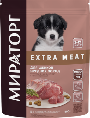 Сухой корм для собак, Extra Meat для щенков ср пород с нежной телятиной / 1010024077
Сухой корм для собак, Extra Meat для щенков ср пород с нежной телятиной / 1010024077