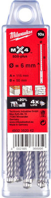 Набор буров, SDS+ MX4 6x115 / 4932352042
Набор буров, SDS+ MX4 6x115 / 4932352042