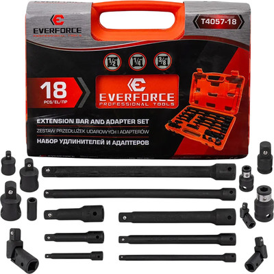 Набор удлинителей слесарных, И адаптеров EF-T4057-18 
Набор удлинителей слесарных, И адаптеров EF-T4057-18