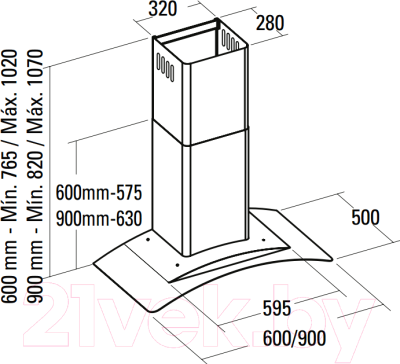 Вытяжка купольная Cata C Glass H Black 600