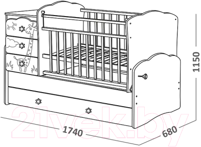 Детская кровать-трансформер СКВ 940038-1 (венге-белый)