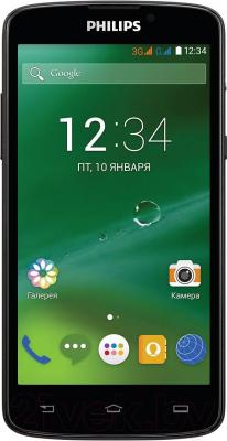 Смартфон Philips Xenium V387 (черный + желтая сменная панель) - общий вид