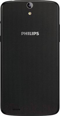 Смартфон Philips Xenium V387 (черный + желтая сменная панель) - вид сзади