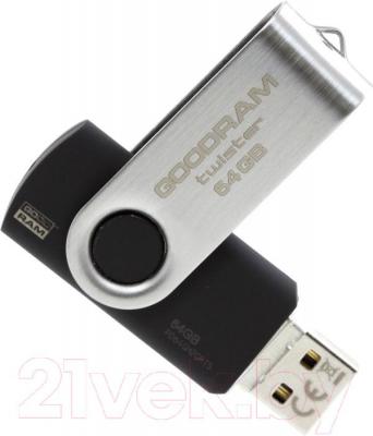 Usb flash накопитель Goodram Twister 64GB Black (PD64GH2GRTSKR9) - общий вид