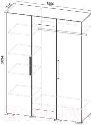 Шкаф SV-мебель Спальня Лагуна 2 трехстворчатый (дуб сонома/белый глянец)