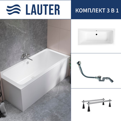 Ванна акриловая Lauter Olympia 170x75 / 21100075 (с ножками и сифоном 21Y32000 хром) -