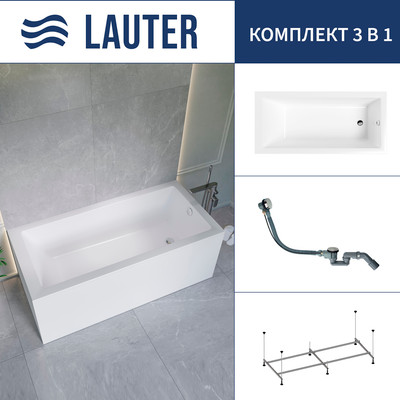 Ванна акриловая Lauter Athena 170x80 / 21090080 (с каркасом и сифоном 21Y32000 хром) -