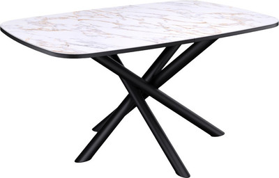 Обеденный стол Kenner DF1250 (черный/керамика мрамор белый глянец) -