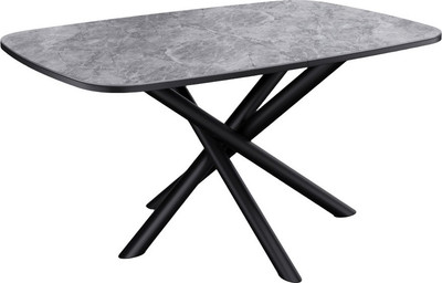 Обеденный стол Kenner DF1250 (черный/керамика мрамор серый глянец) -