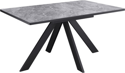 Обеденный стол Kenner DL1300 (черный/керамика мрамор серый глянец) -