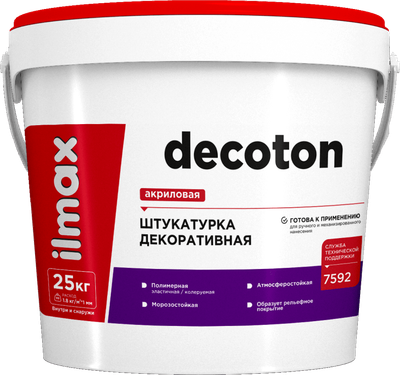 Штукатурка готовая декоративная ilmax Decoton акриловая 0.5мм (25кг, белый) - 