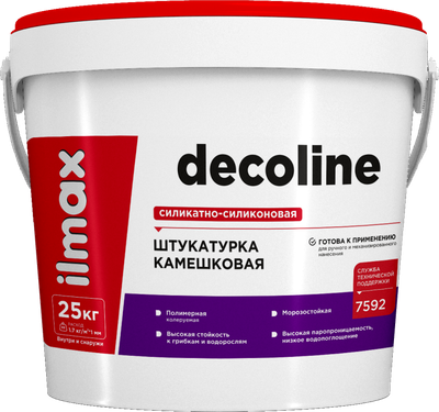 Штукатурка готовая декоративная ilmax Decoline Камешковая силикатно-силиконовая база 1.5мм (25кг) - 