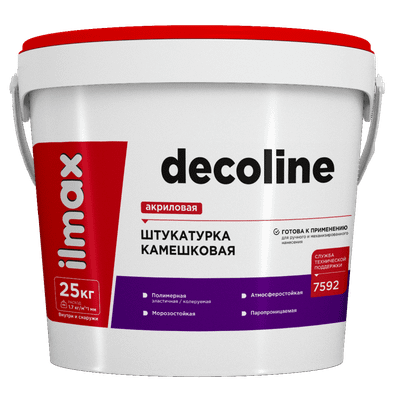 Штукатурка готовая декоративная ilmax Decoline Камешковая акриловая база 2мм (25кг) - 