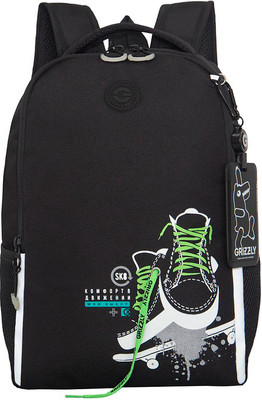 Школьный рюкзак Grizzly RB-651-5 (черный/салатовый) - 