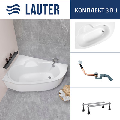 Ванна акриловая Lauter Valencia 150x100 / 2102150L (с ножками и сифоном 21Y11020 хром) -