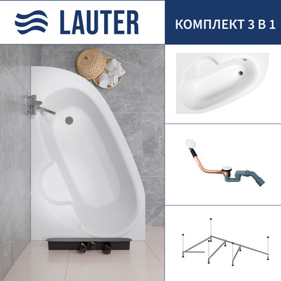 Ванна акриловая Lauter Valencia 150x100 / 2102150L (с каркасом и сифоном 21Y11022 белый) -