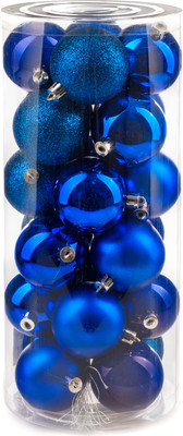 Набор шаров новогодних Ausini VT25-04003-4 (синий, 24шт) - 