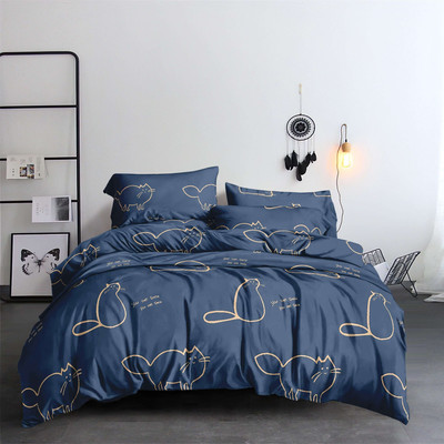

Комплект постельного белья, № NN 3723 Котики синий фон Евро
