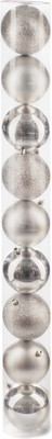 Набор шаров новогодних Ausini VT25-04010-2 (серебристый, 9шт) - 