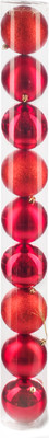Набор шаров новогодних Ausini VT25-04010-3 (красный, 9шт) - 
