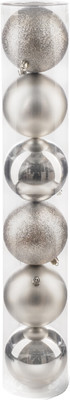 Набор шаров новогодних Ausini VT25-04009-2 (серебристый, 6шт) - 
