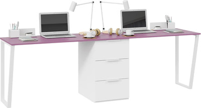 Комплект письменных столов ТриЯ Порто с 1 тумбой универсальной СМ-393.15.013  (белый жемчуг/виола) - 