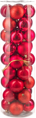 Набор шаров новогодних Ausini VT25-04006-3 (красный, 36шт) - 