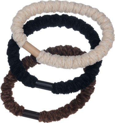 Набор резинок для волос Dewal RE044 (3шт, бежевый/коричневый/черный) - 