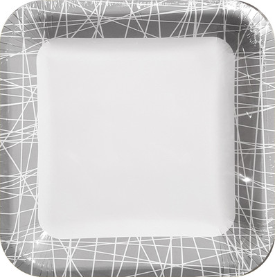 Набор одноразовых тарелок Лекс Серая сетка 20x20см (6шт) - 