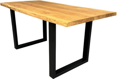 Обеденный стол Iva-Wood 160x80 Натуральный дуб (край натуральный, подстолье металл П-обр.) - 