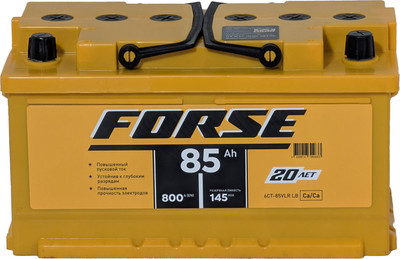Автомобильный аккумулятор Forse R+ низкий 800A / 6CT-85VLR низк. (85 А/ч) - 