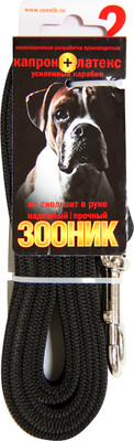 Поводок ZOONIK Капроновый с усиленным карабином / 11446 (черный) -