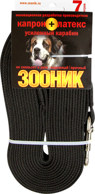 Поводок ZOONIK Капроновый с усиленным карабином / 11449 (черный) -
