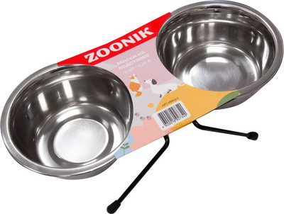 Подставка для мисок ZOONIK 08813-1 (черный, с мисками) - 