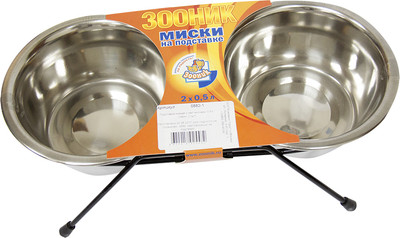 Подставка для мисок ZOONIK 0882-1 (черный, с мисками) - 