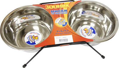 Подставка для мисок ZOONIK 08824-1 (черный, с мисками) - 