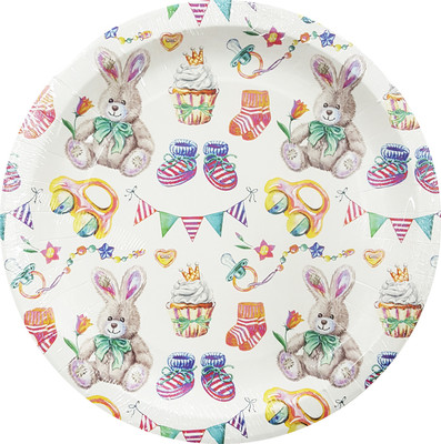 Набор одноразовых тарелок Лекс Зайка 18см (6шт) - 