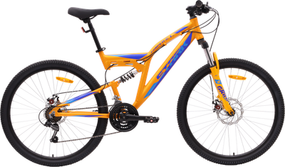 Велосипед STARK Jumper 27.1 FS D 2024 (18, оранжевый/голубой/синий, разобранный, в коробке) - 