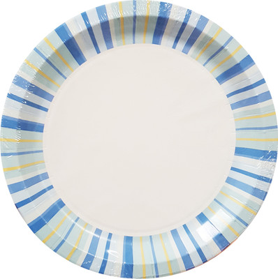 Набор одноразовых тарелок Лекс Голубые полосы 23см (6шт) - 