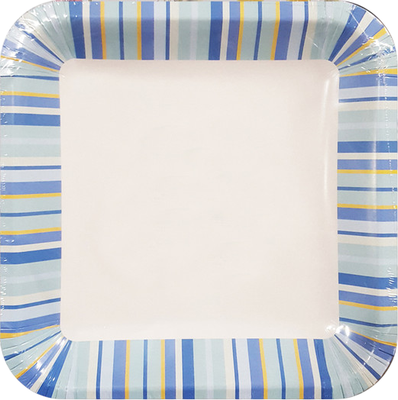 Набор одноразовых тарелок Лекс Голубые полосы 20x20 (6шт) - 