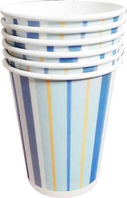 Набор бумажных стаканов Лекс Голубые полосы (6шт, 200мл) - 