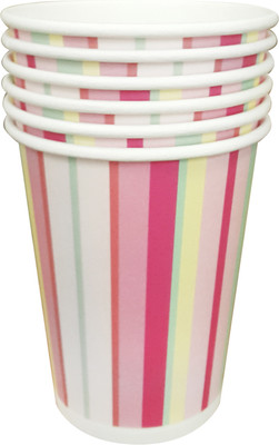 Набор бумажных стаканов Лекс Розовые полосы (6шт, 200мл) - 