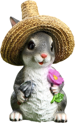 Фигурка для сада Хорошие сувениры Зайка в соломенной шляпе с цветочком / 4793741 - 