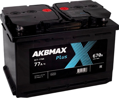 Автомобильный аккумулятор AKBMAX Plus 77R 670A - 
